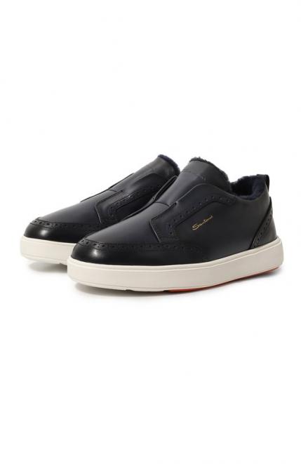 Кожаные кеды Cleanic Santoni
