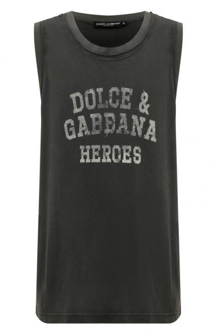 Майка из хлопка и льна Dolce&Gabbana