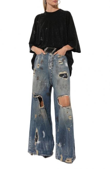 Футболка с отделкой стразами Vetements
