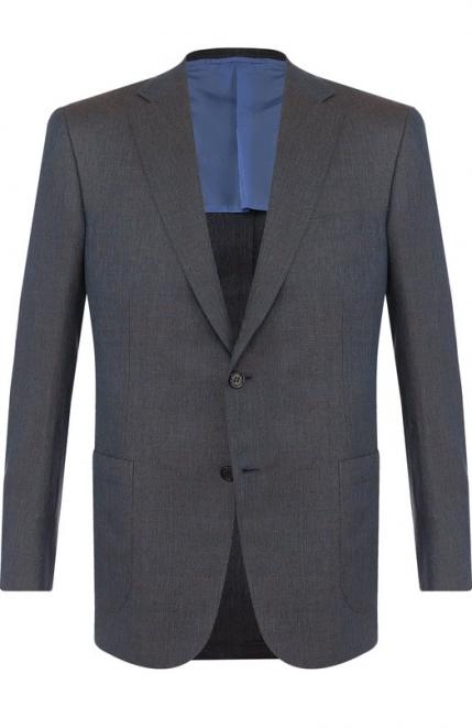 Однобортный пиджак из смеси шерсти и льна с шелком Brioni