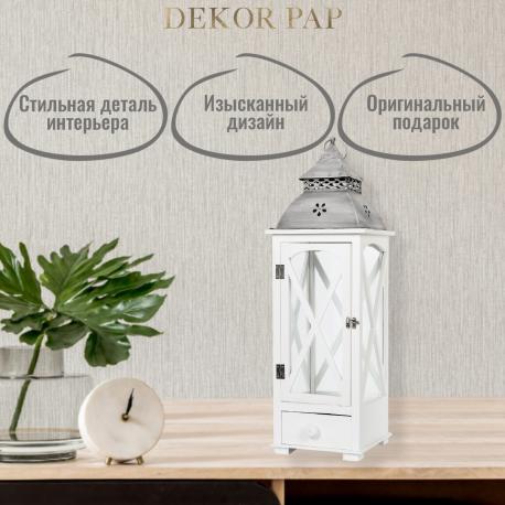 Фонарь-подсвечник  средний белый 24х24х76 см Dekor pap