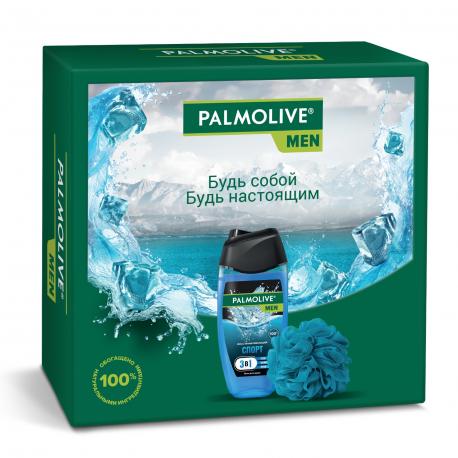 Набор подарочный  гель для мужчин Спорт 250 мл и мочалка PALMOLIVE