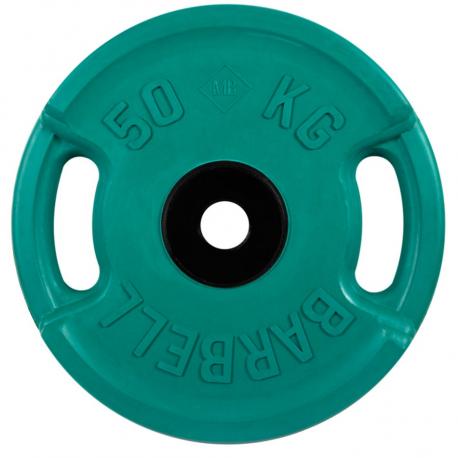 Диск олимпийский d51мм евро-классик с ручками  MB-PltСS-50 50 кг зеленый MB Barbell