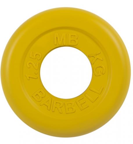 Диск обрезиненный d51мм  MB-PltC51-1,25 1,25кг желтый MB Barbell