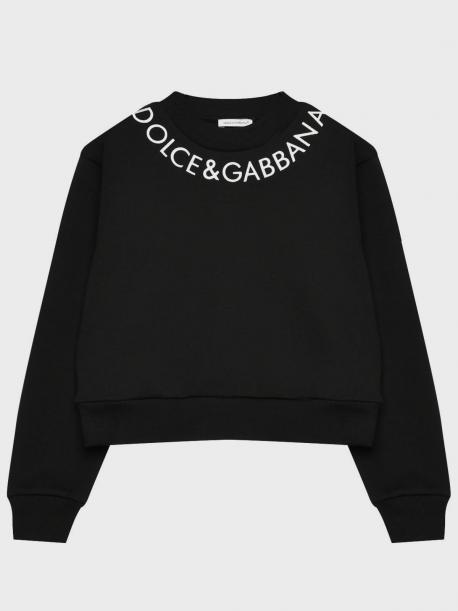 Свитшот с вышитым логотипом DG на воротнике, черный Dolce&amp;Gabbana
