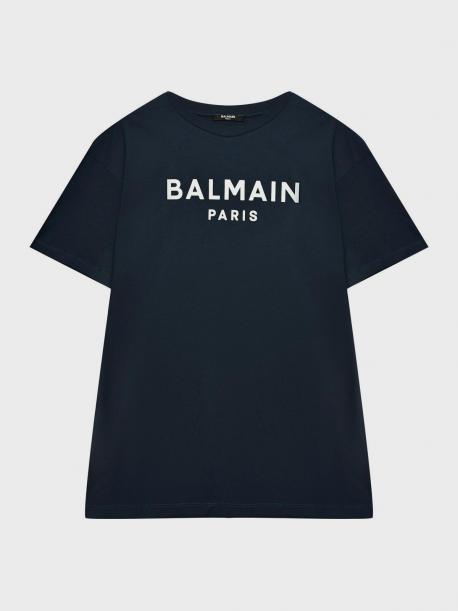 Синяя футболка с лого Balmain