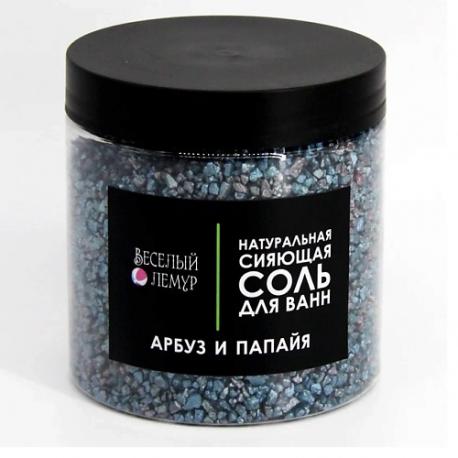 Соль для ванны с шиммером "Арбуз и Папайя" в банке 600 ВЕСЕЛЫЙ ЛЕМУР