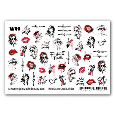 Слайдер дизайн для ногтей "Kiss" FASHION NAILS