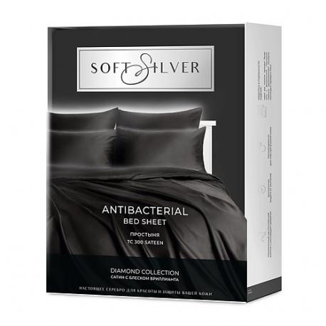 Антибактериальная простыня Antibacterial Bedsheet, 236х270 см. Цвет: «Икра» (черный), коллекция Diamond, евро SOFT SILVER