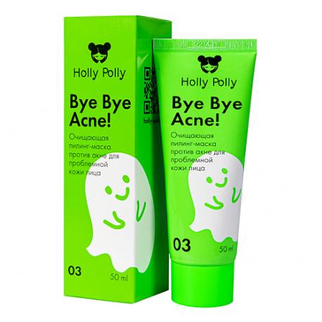 Очищающая Пилинг-Маска Bye Bye Acne! против акне для проблемной кожи лица Holly Polly