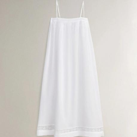 Хлопчатобумажная ночная рубашка косого кроя с кружевной отделкой ZARA HOME