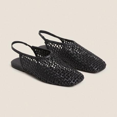 Плетеные кожаные балетки с ремешком на щиколотке ZARA HOME