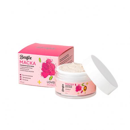 Маска для лица Lovely Roses на основе глины Гассул с аргановым маслом и гидролатом розовой воды BEAFIX