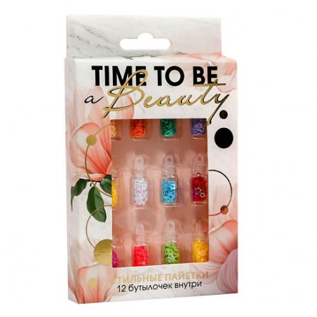 Набор пайеток для декора ногтей Time to be beauty, 12 цветов Beauty Fox