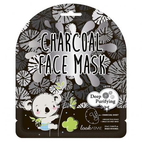 Маска для лица тканевая с древесным углем Charcoal Face Mask LOOK AT ME