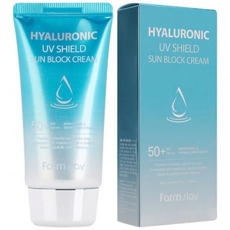 Крем для лица Солнцезащитный с гиалуроновой кислотой SPF50+/PA+++ Hyaluronic UV Shield Sun Block Cream FARMSTAY
